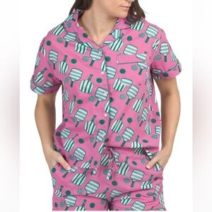 Mahagony Cotton Shortie Pajama Set Pickleball Print